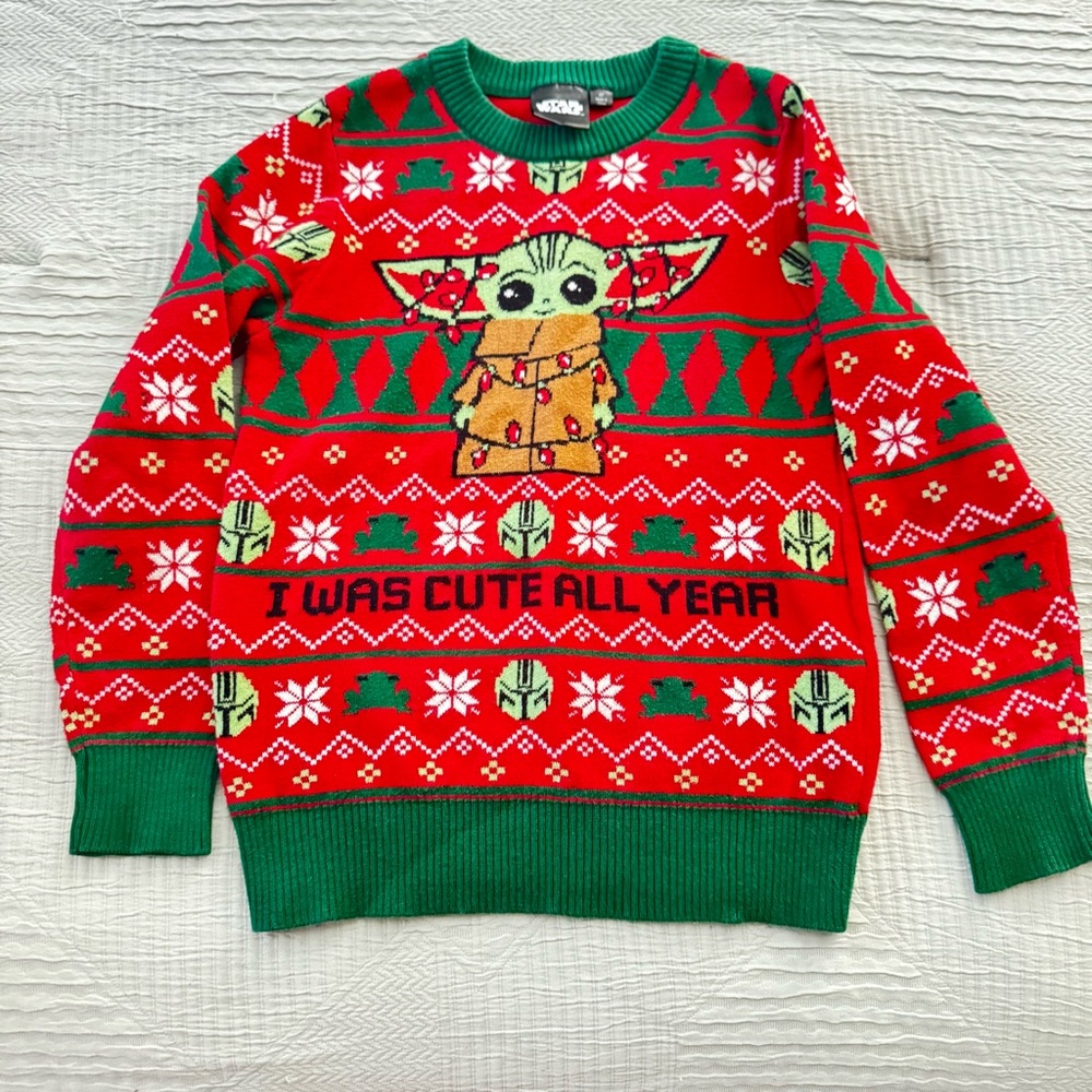 Star Wars Red & Green Grogu Holiday Sweater